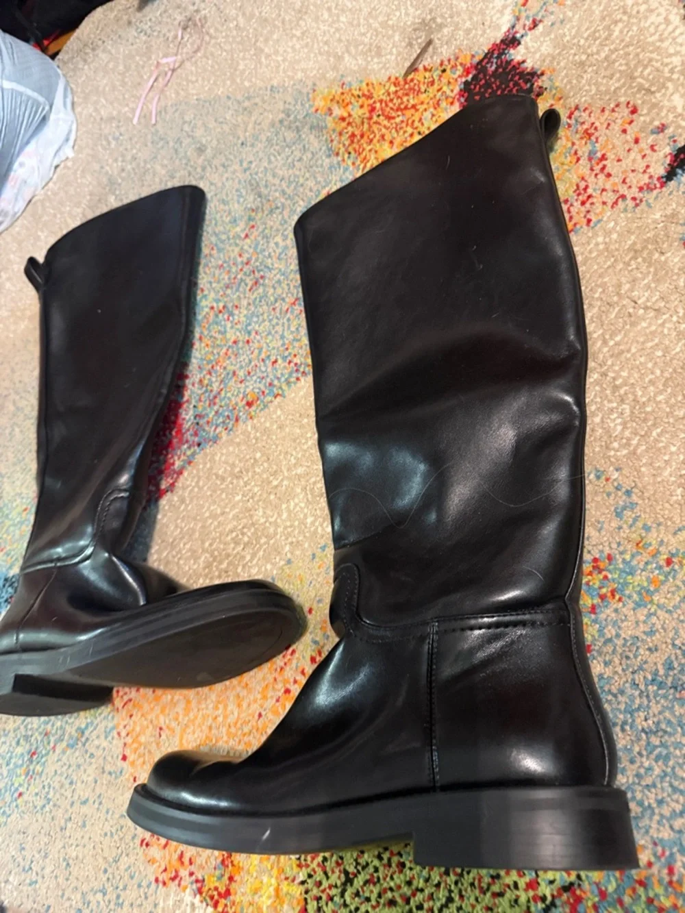 Genuine Leather Black Boots QIY Size 9 Classic Black Knee-High Women's - Picture 8 of 8